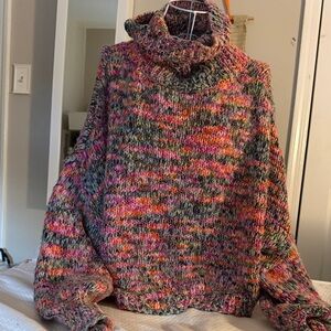 Multicolor Knit Turtleneck Sweater